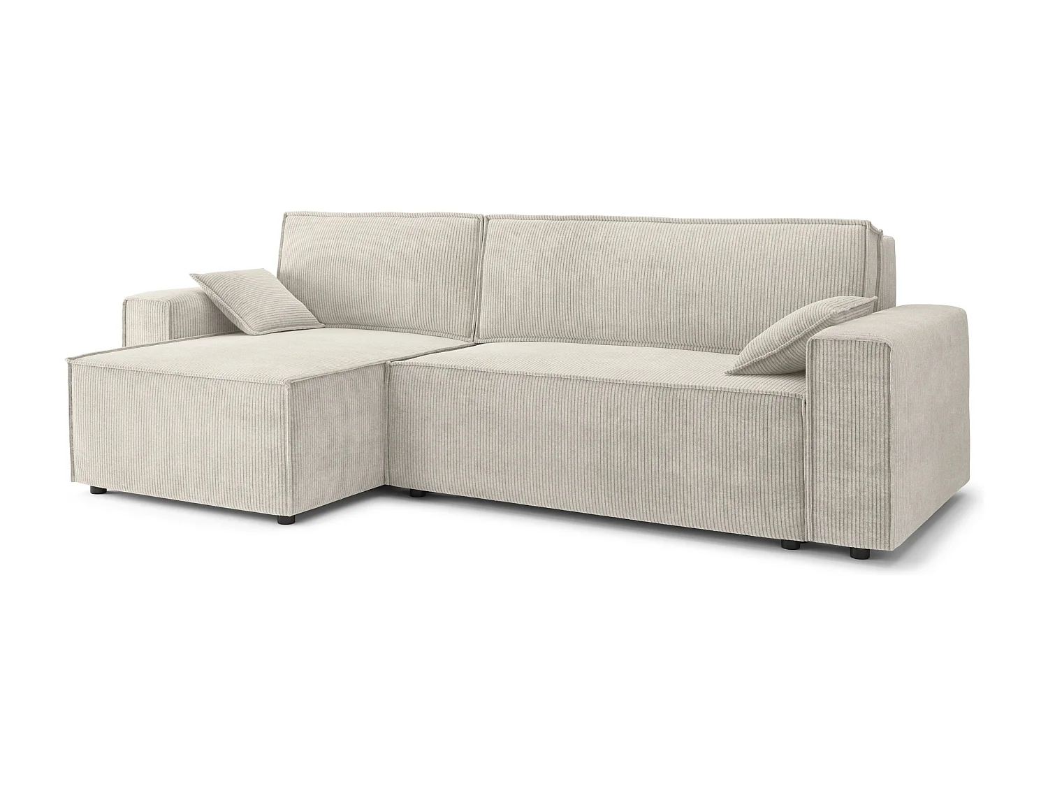 Canapé d'angle réversible convertible 4 places en velours côtelé beige DURIF