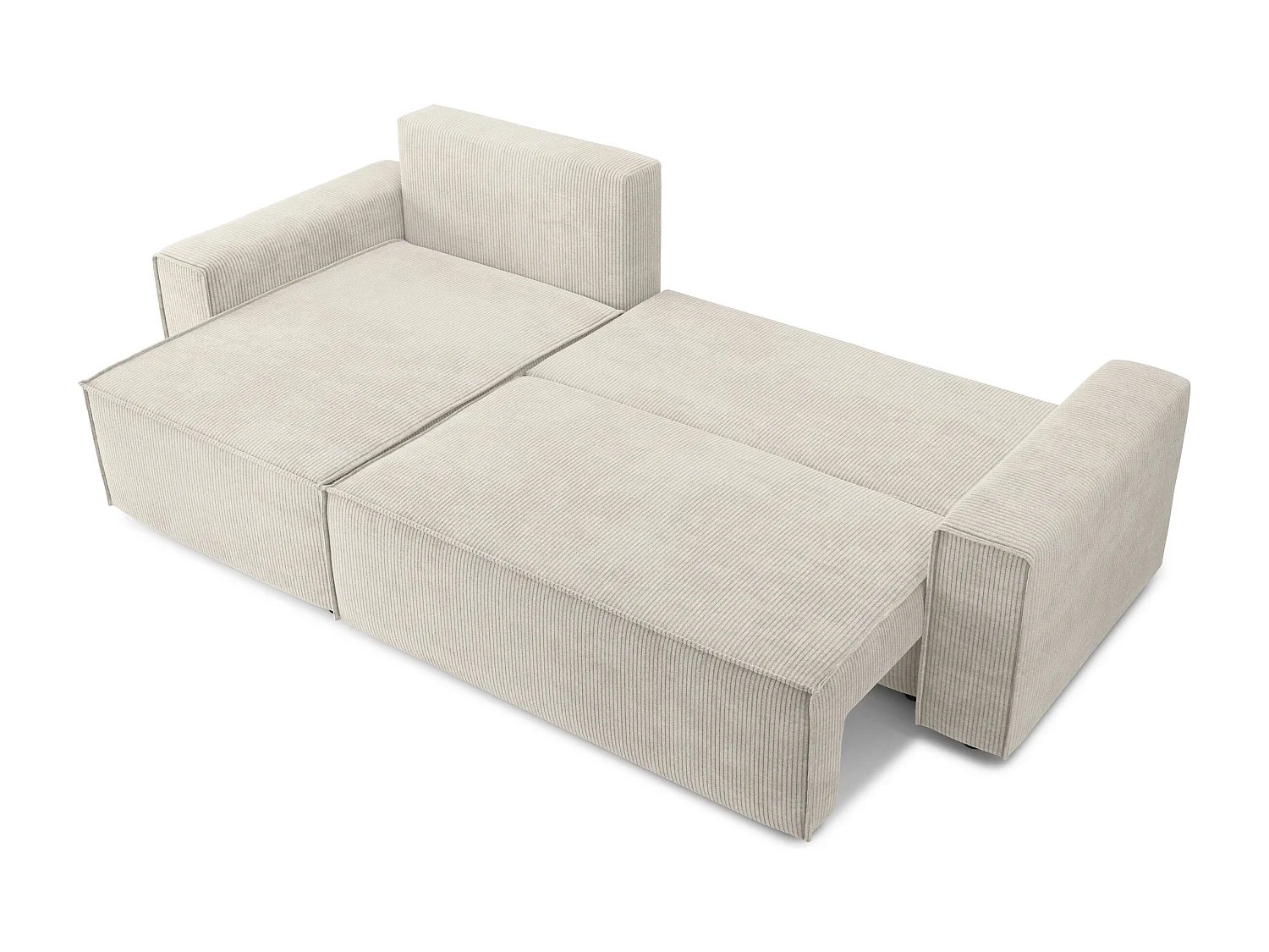 Canapé d'angle réversible convertible 4 places en velours côtelé beige DURIF