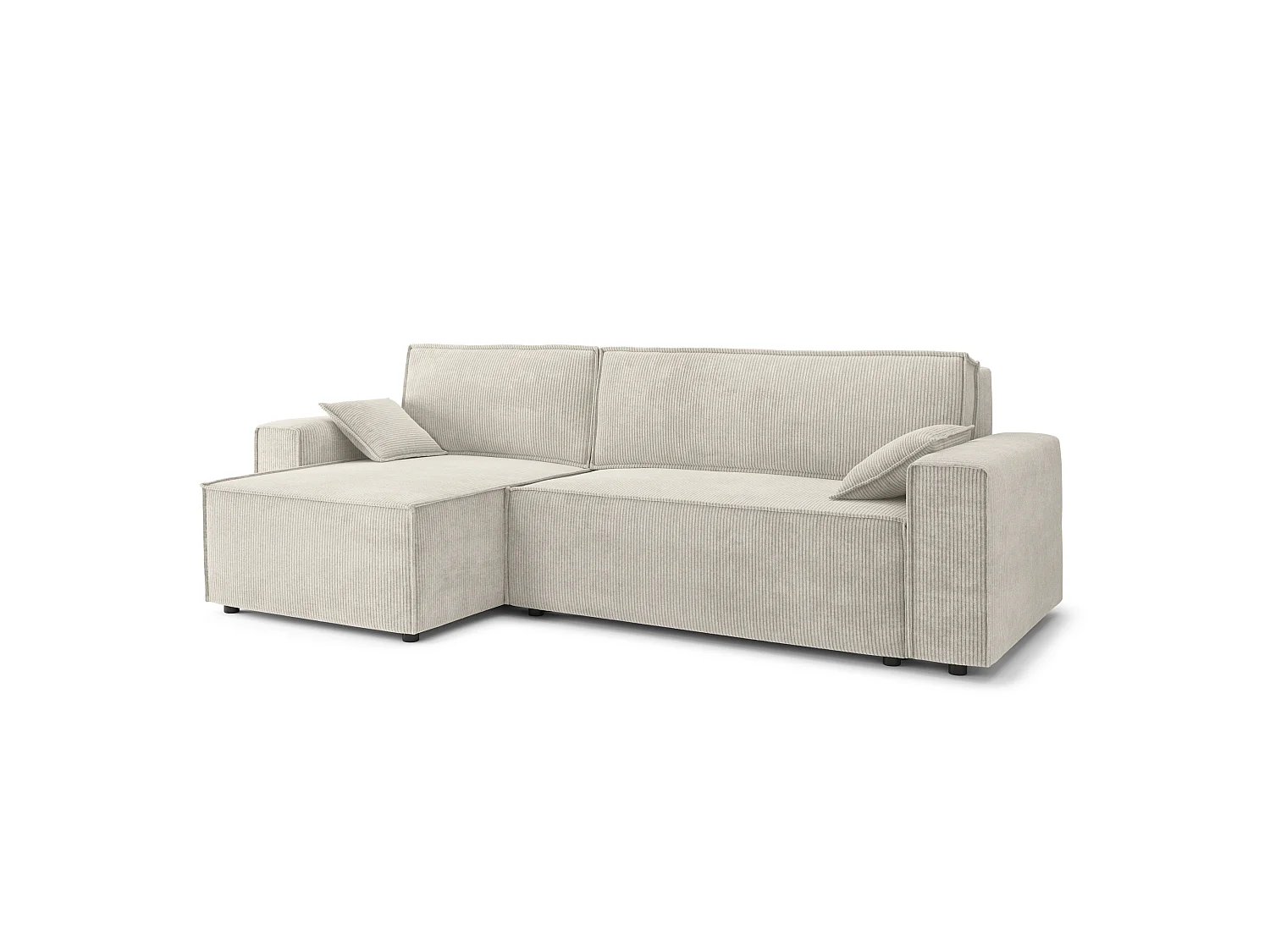 Canapé d'angle réversible convertible 4 places en velours côtelé beige