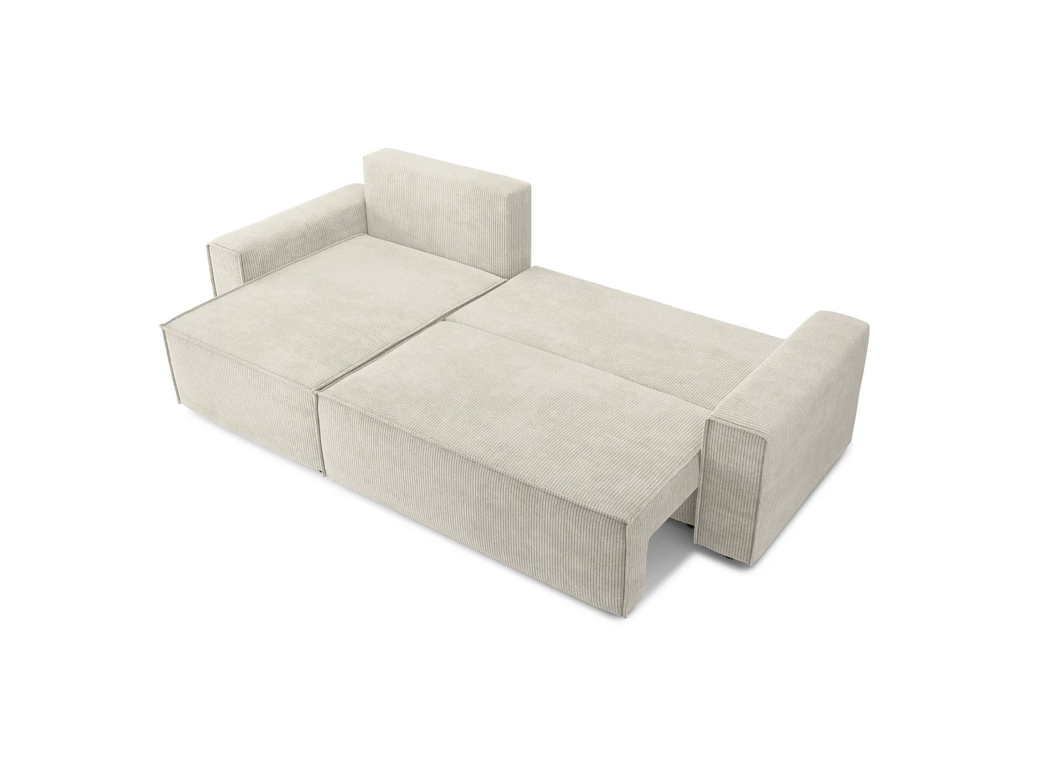 Canapé d'angle réversible convertible 4 places en velours côtelé beige