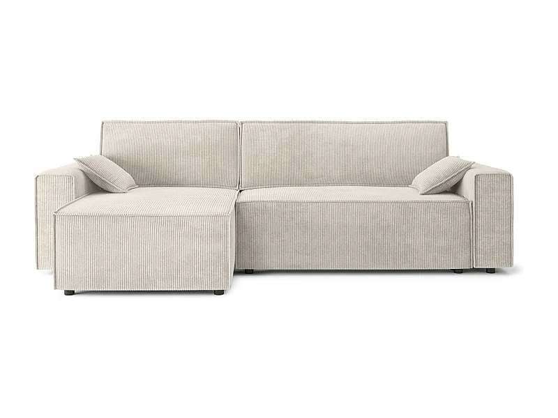 Canapé d'angle réversible convertible 4 places en velours côtelé beige DURIF