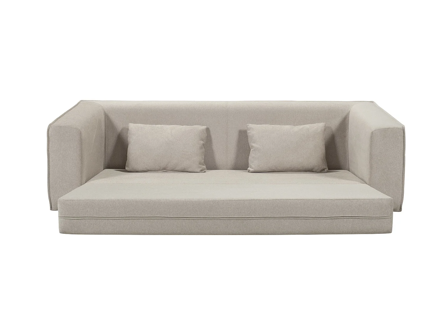 Canapé droit convertible 3 places en tissu beige MUSCAT - MADE IN FRANCE