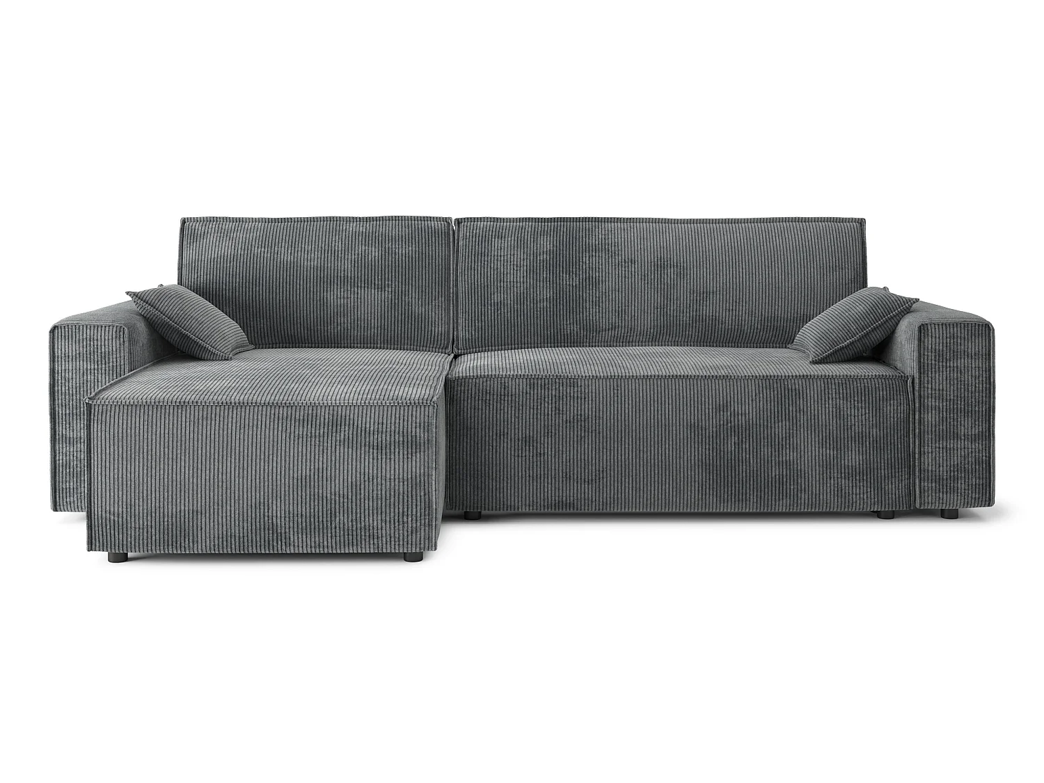 Canapé d'angle réversible convertible 4 places en velours côtelé gris souris DURIF