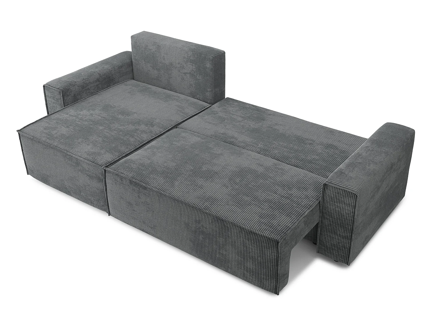 Canapé d'angle réversible convertible 4 places en velours côtelé gris souris DURIF