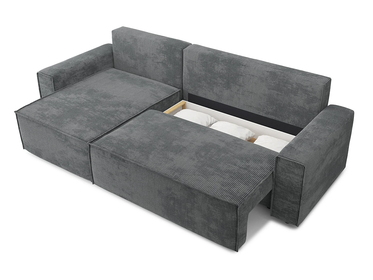 Canapé d'angle réversible convertible 4 places en velours côtelé gris souris DURIF