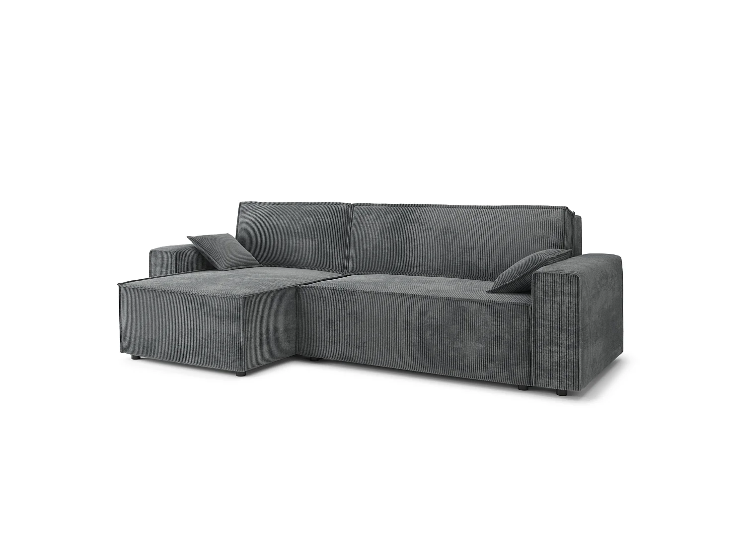 Canapé d'angle réversible convertible 4 places en velours côtelé gris DURIF