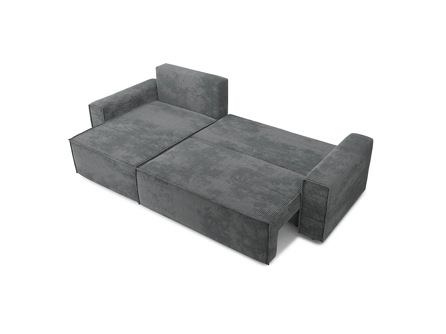 Canapé d'angle réversible convertible 4 places en velours côtelé gris DURIF