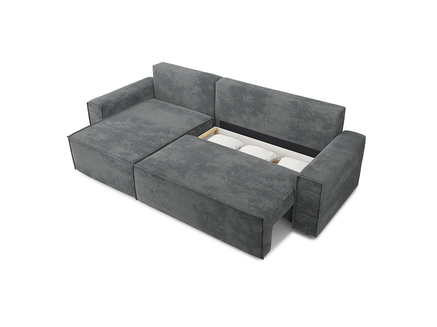 Canapé d'angle réversible convertible 4 places en velours côtelé gris DURIF