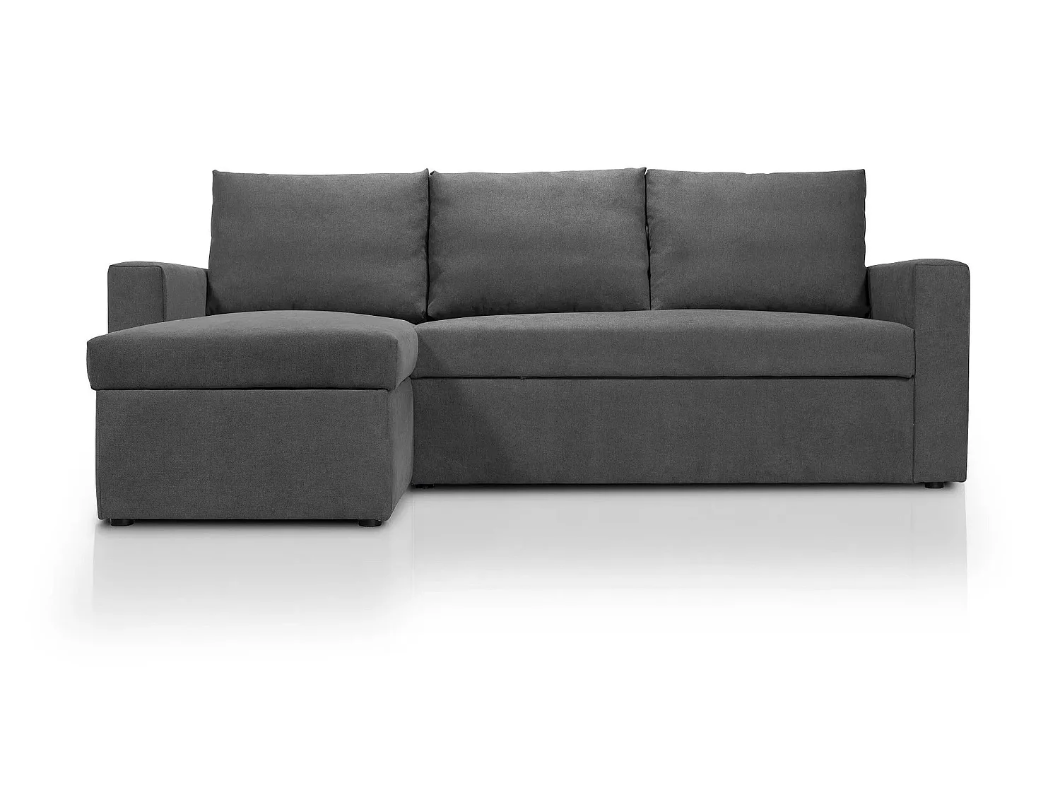 Canapé d'angle réversible convertible 4 places en tissu gris anthracite ALEDO - MADE IN FRANCE