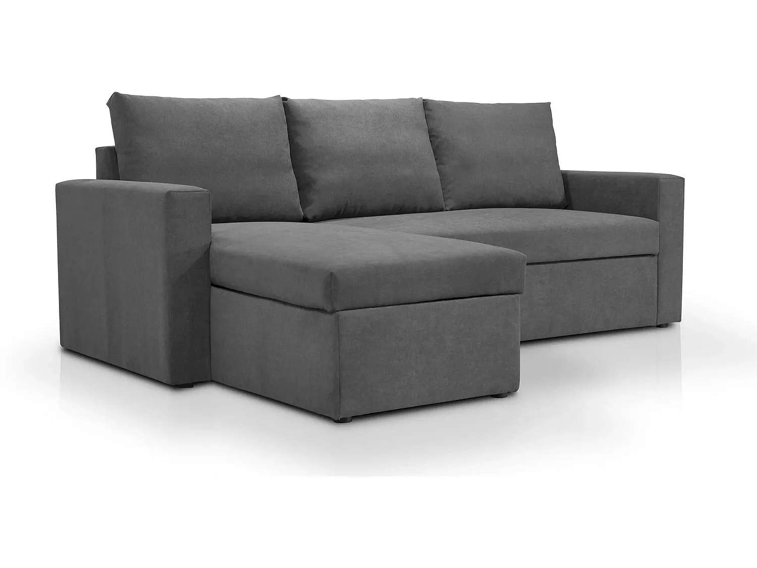 Canapé d'angle réversible convertible 4 places en tissu gris anthracite ALEDO - MADE IN FRANCE