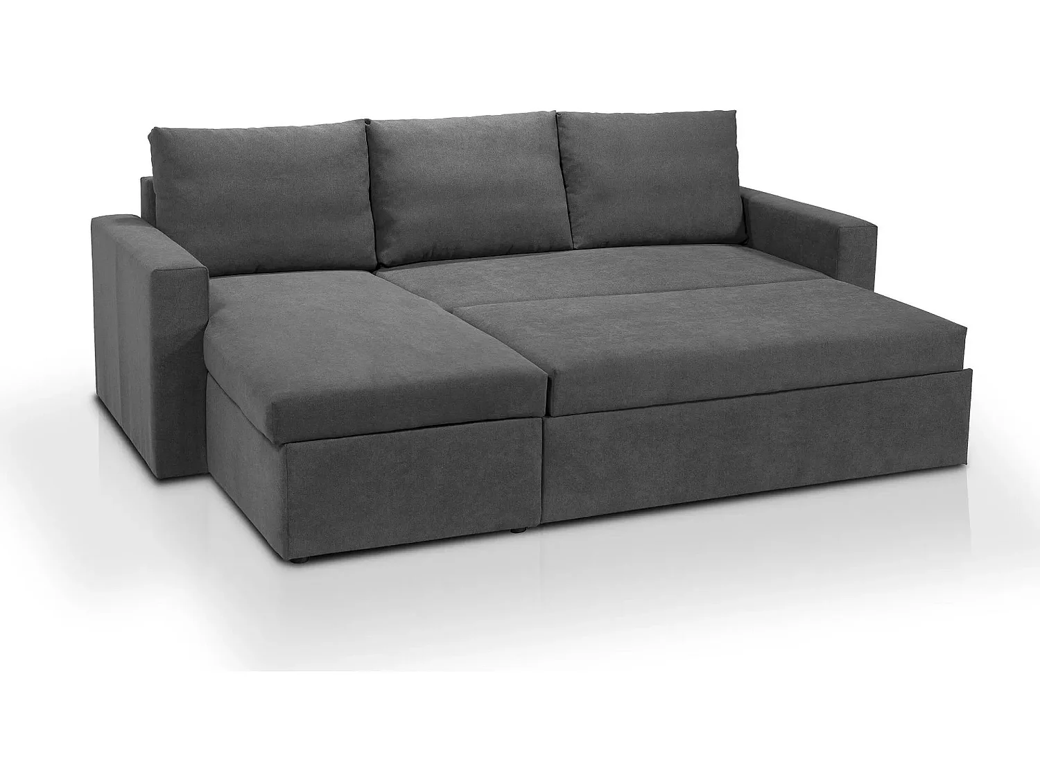 Canapé d'angle réversible convertible 4 places en tissu gris anthracite ALEDO - MADE IN FRANCE