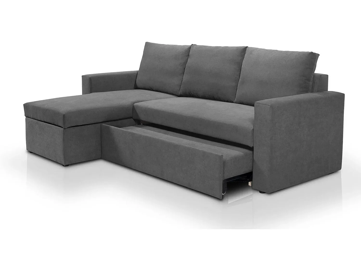 Canapé d'angle réversible convertible 4 places en tissu gris anthracite ALEDO - MADE IN FRANCE