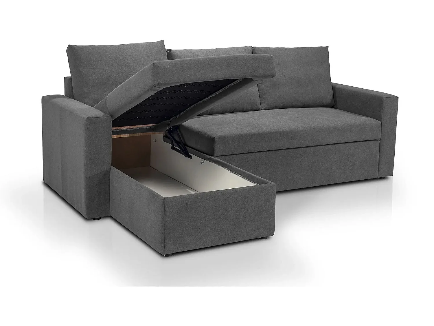 Canapé d'angle réversible convertible 4 places en tissu gris anthracite ALEDO - MADE IN FRANCE