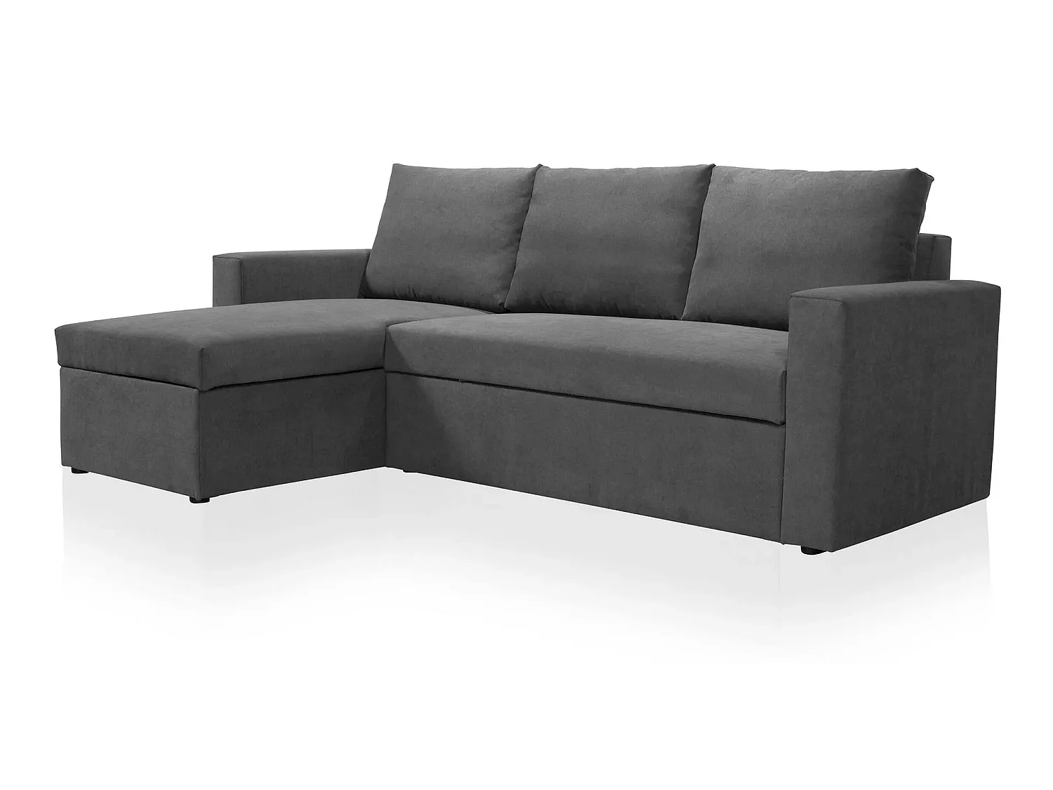 Canapé d'angle réversible convertible 4 places en tissu gris anthracite ALEDO - MADE IN FRANCE