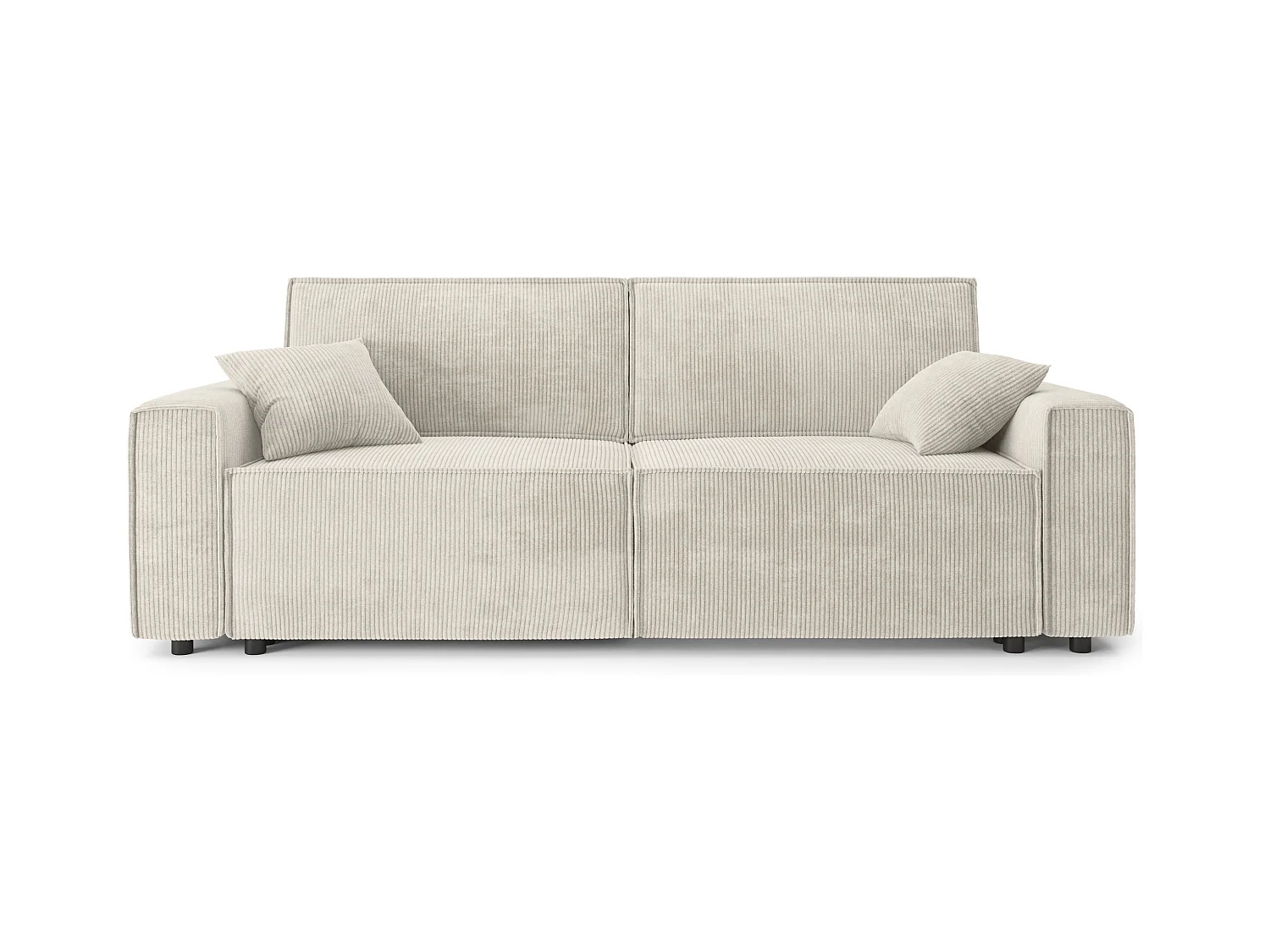 Canapé droit convertible 3 places en velours côtelé beige DURIF