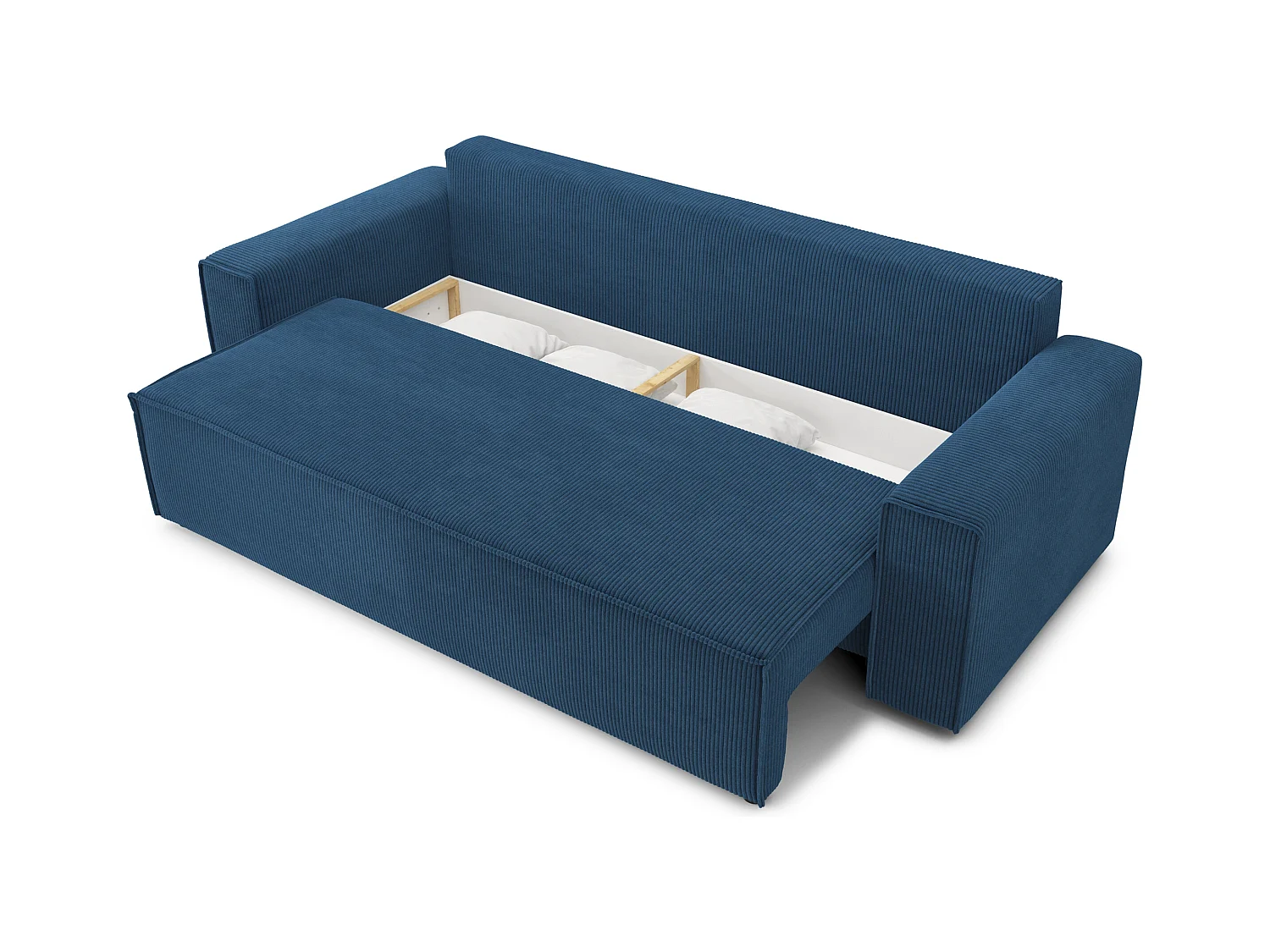 Canapé droit convertible 3 places en velours côtelé beige DURIF