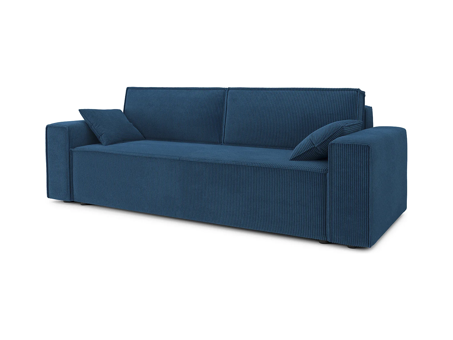 Canapé droit convertible 3 places en velours côtelé beige DURIF