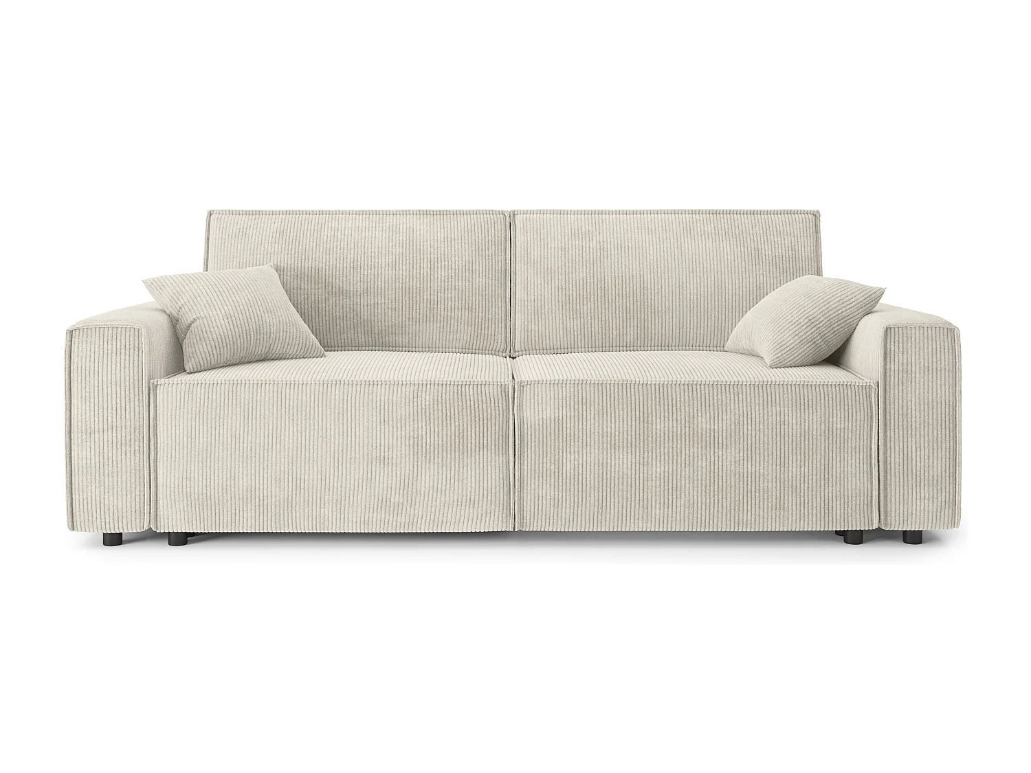 Canapé droit convertible 3 places en velours côtelé beige DURIF