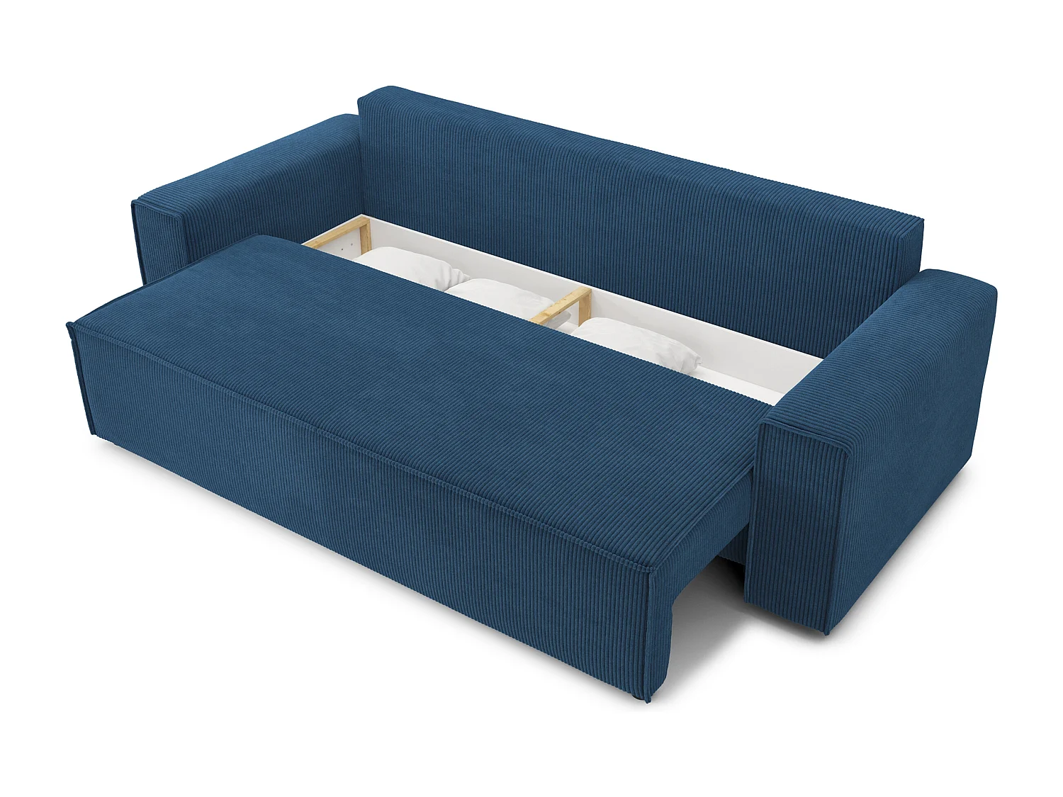 Canapé droit convertible 3 places en velours côtelé beige DURIF