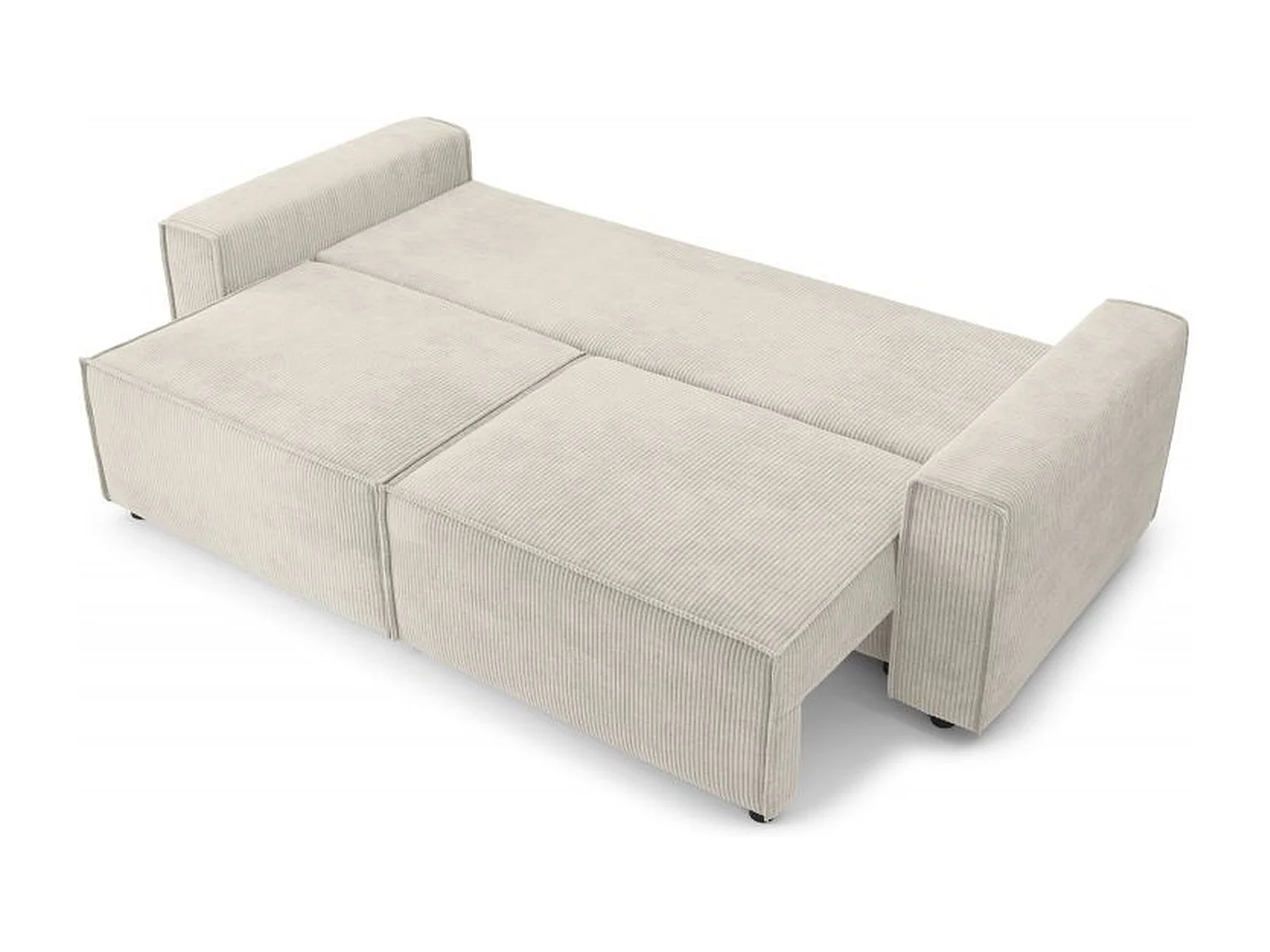 Canapé droit convertible 3 places en velours côtelé beige DURIF