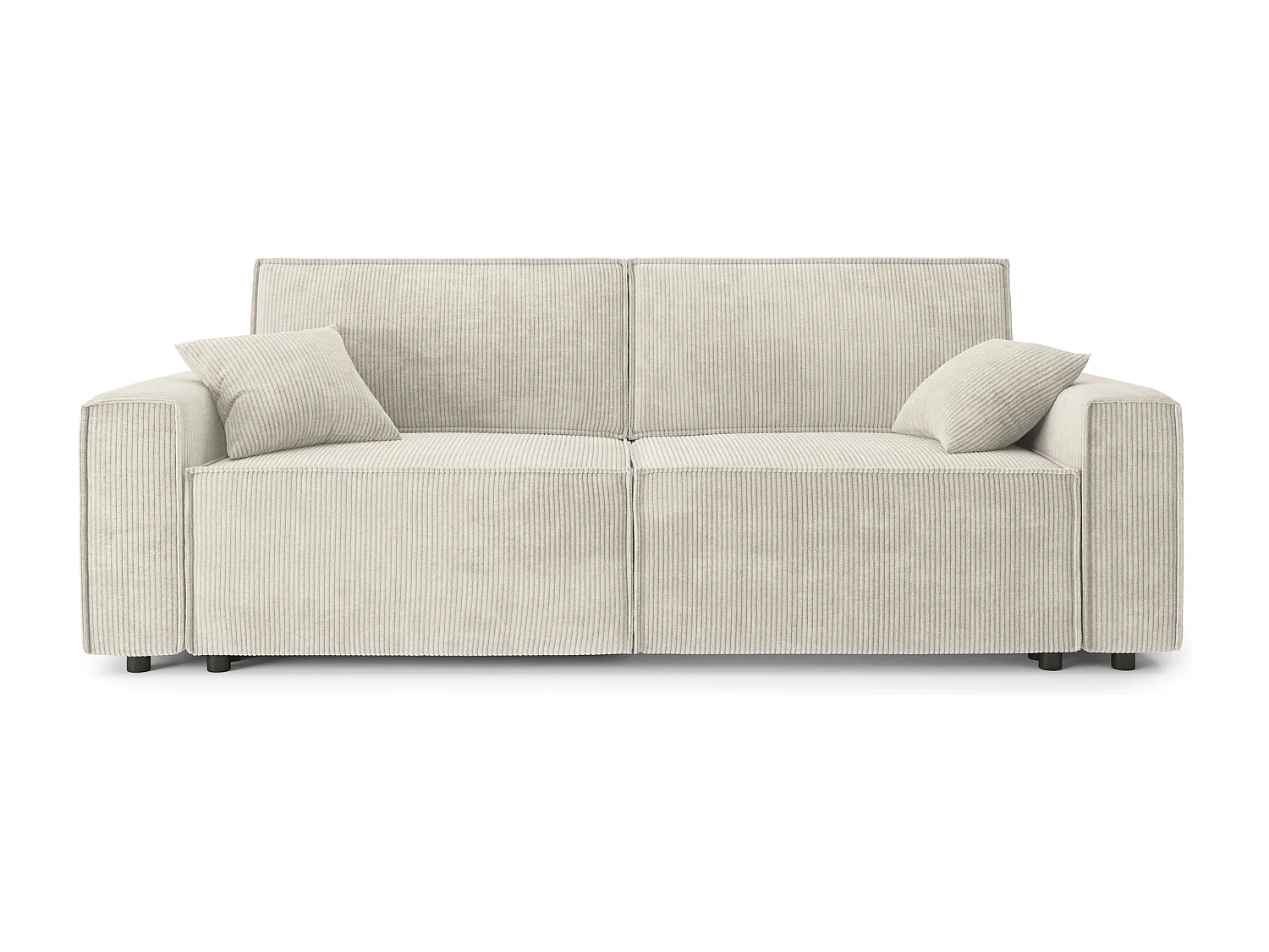 Canapé droit convertible 3 places en velours côtelé beige DURIF