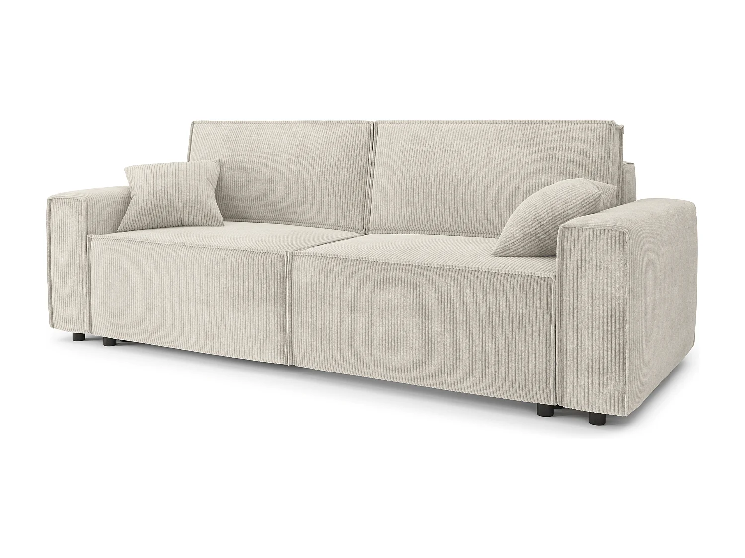 Canapé droit convertible 3 places en velours côtelé beige DURIF