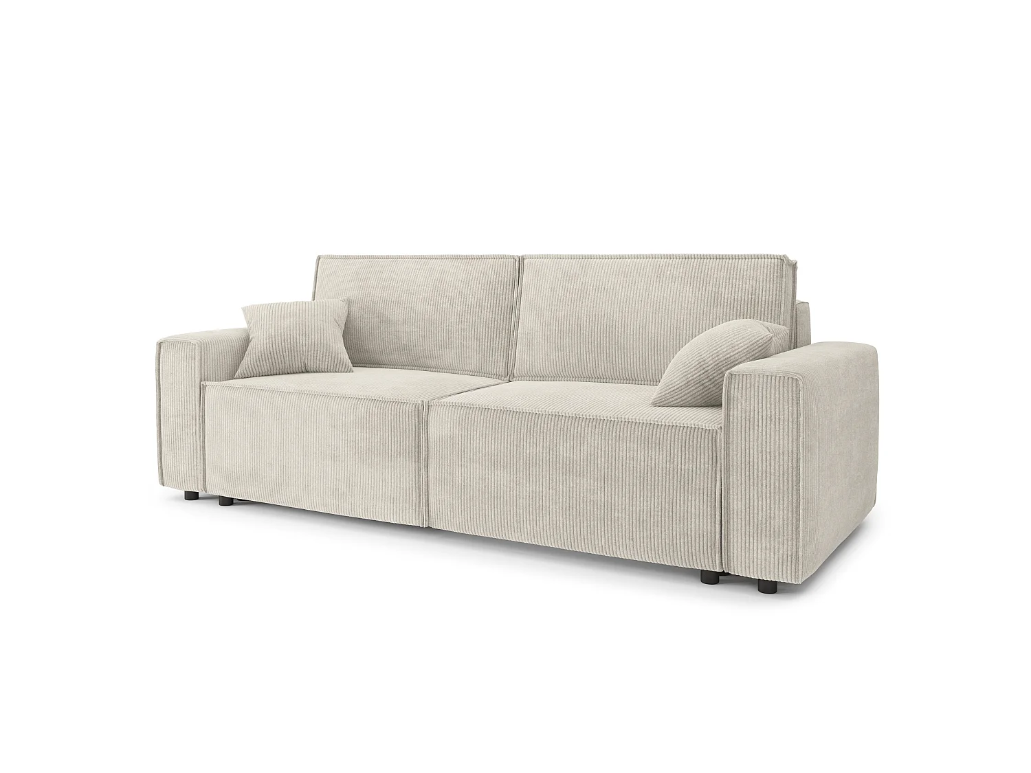 Canapé convertible 3 places en velours côtelé beige DURIF