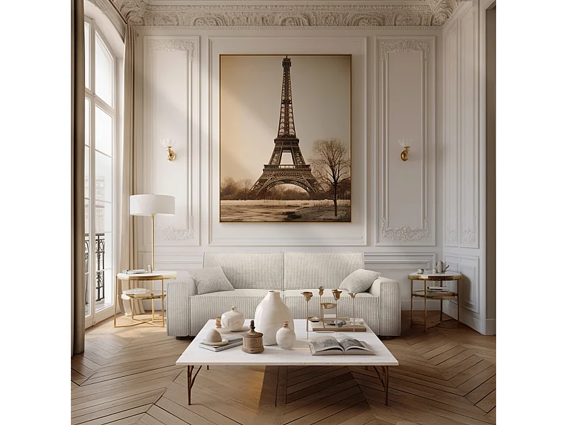 Canapé droit convertible 3 places en velours côtelé beige DURIF