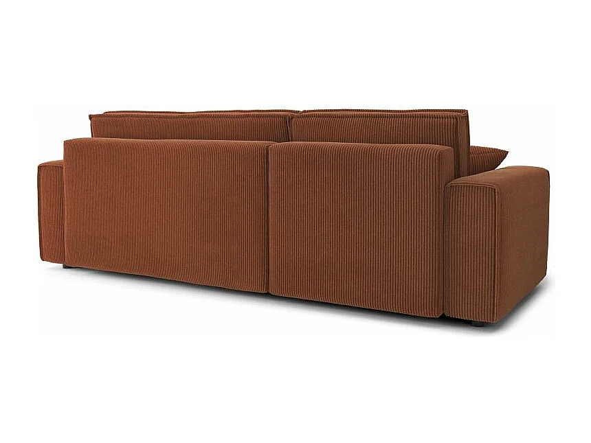 Canapé d'angle réversible convertible 4 places en velours côtelé terracotta DURIF