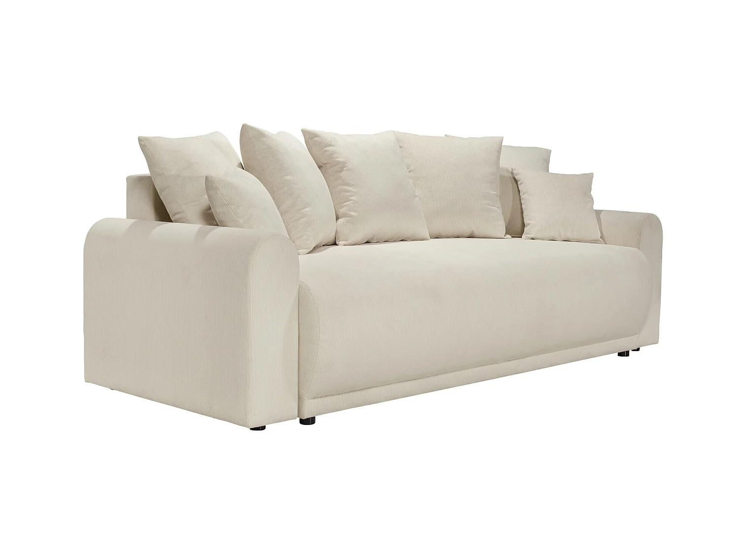 Canapé droit convertible 4 places en velours côtelé beige ODEON - MADE IN FRANCE