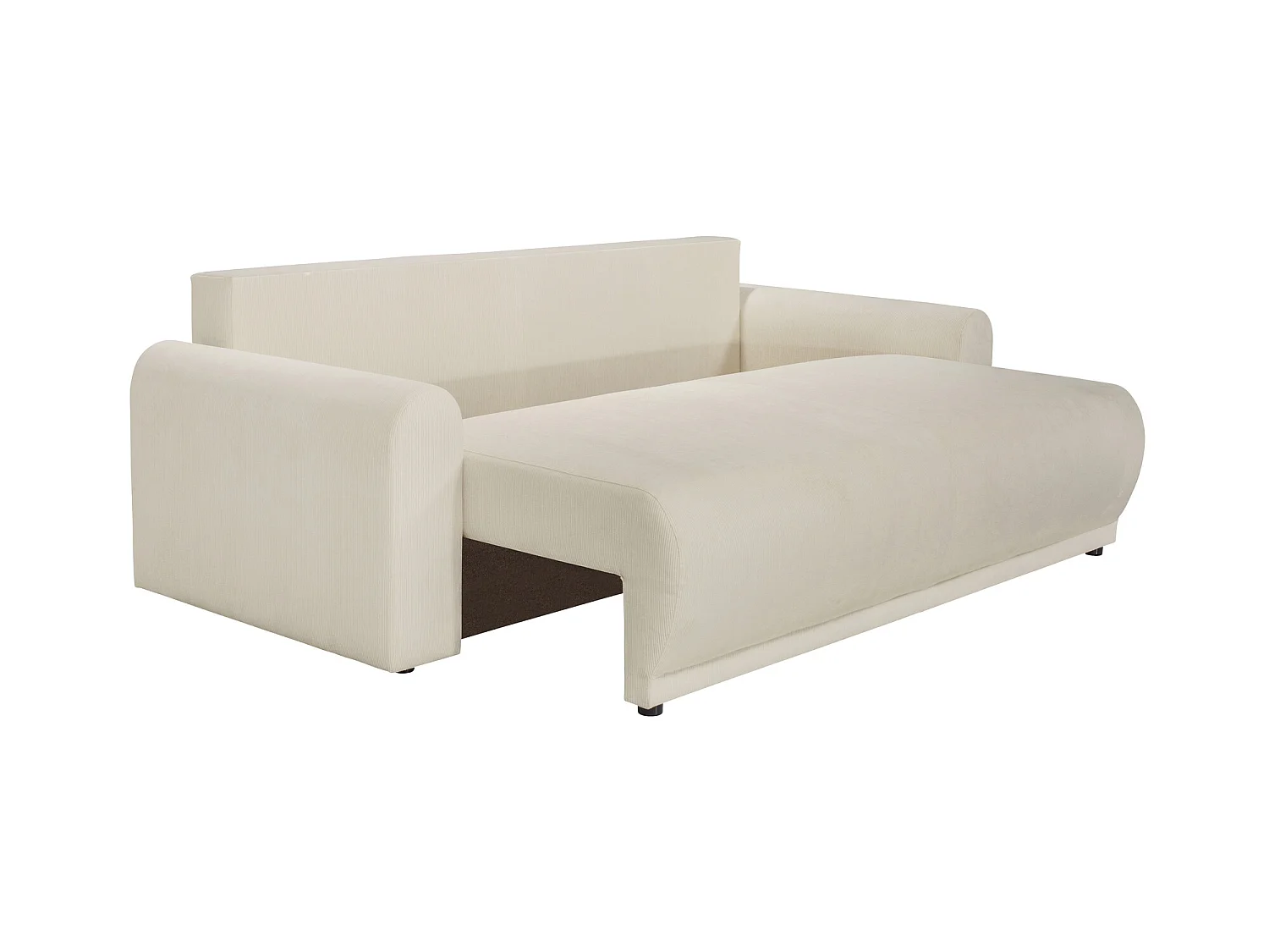 Canapé droit convertible 4 places en velours côtelé beige ODEON - MADE IN FRANCE