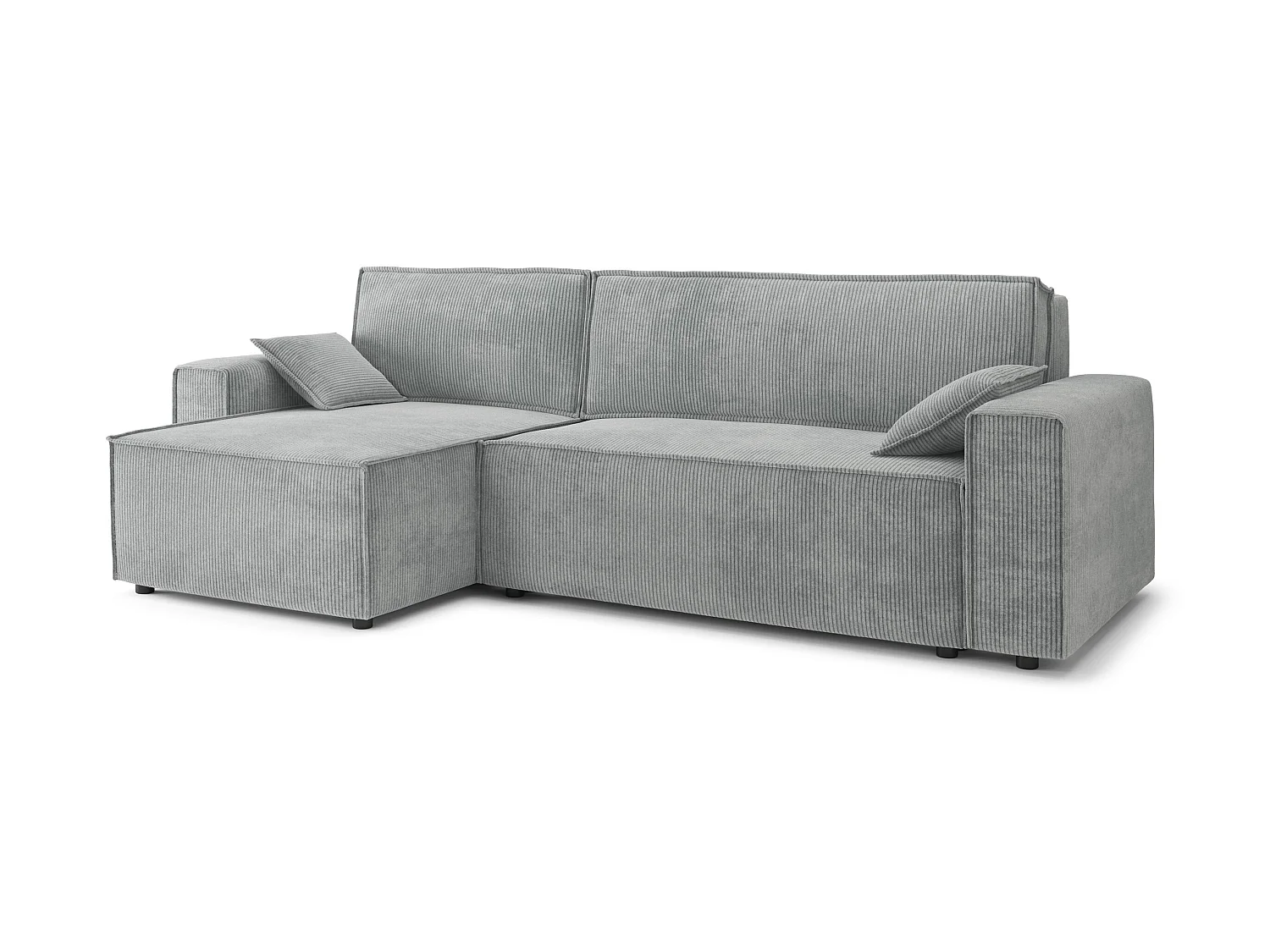 Canapé d'angle réversible convertible 4 places en velours côtelé gris DURIF - MADE IN FRANCE