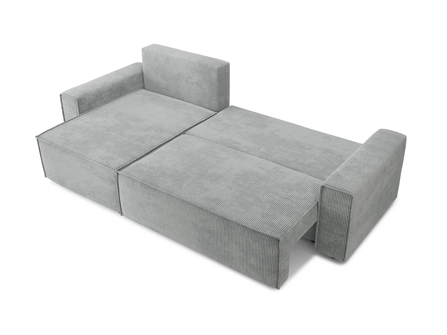 Canapé d'angle réversible convertible 4 places en velours côtelé gris DURIF - MADE IN FRANCE