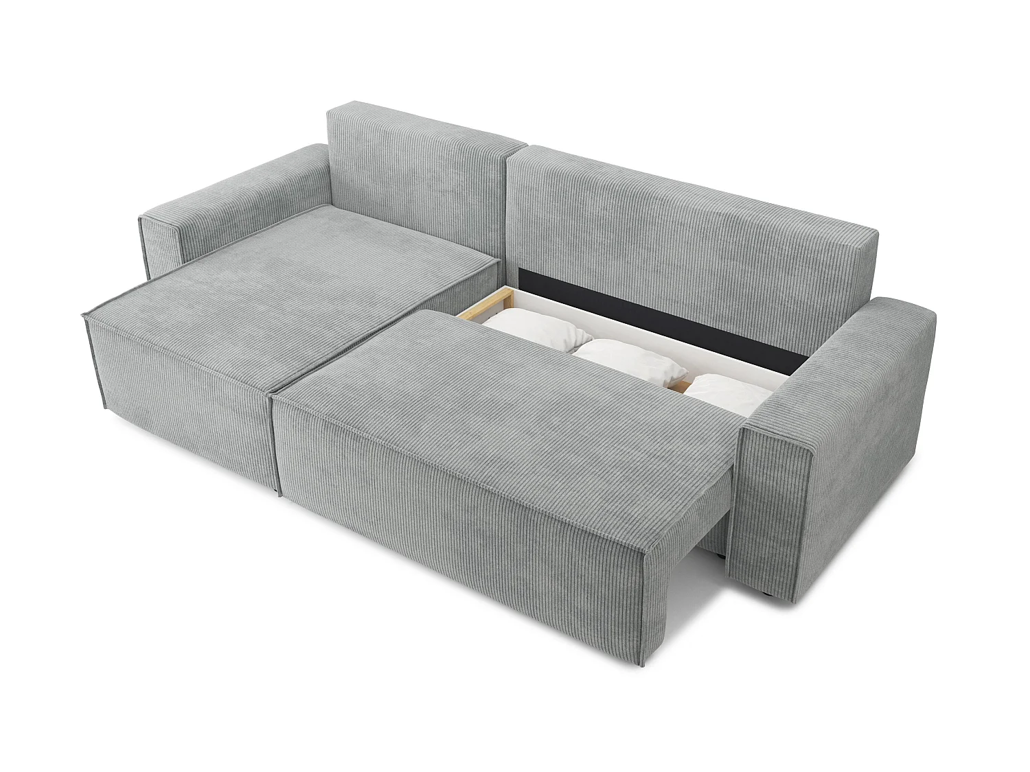 Canapé d'angle réversible convertible 4 places en velours côtelé gris DURIF - MADE IN FRANCE