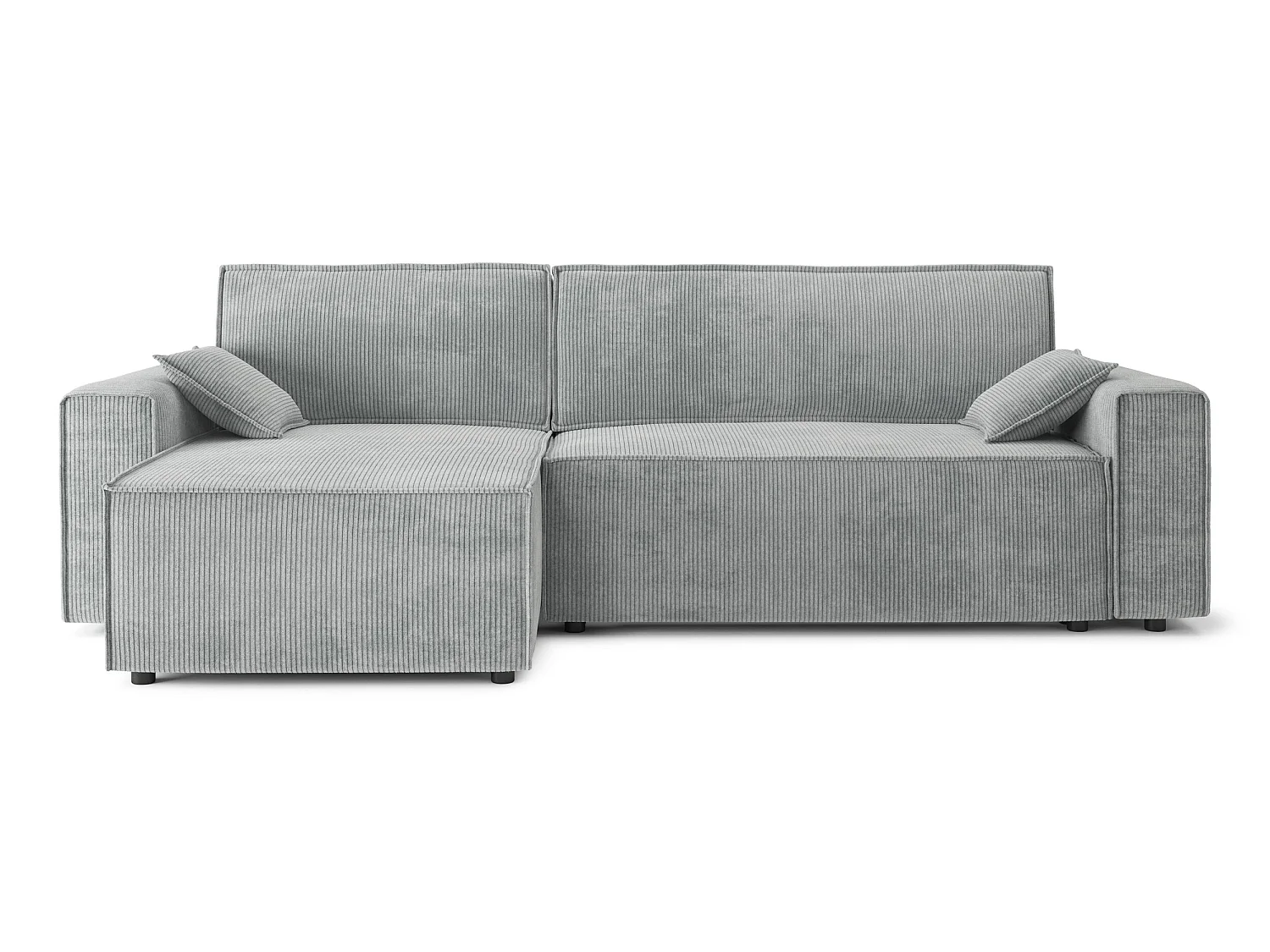 Canapé d'angle réversible convertible 4 places en velours côtelé gris DURIF - MADE IN FRANCE