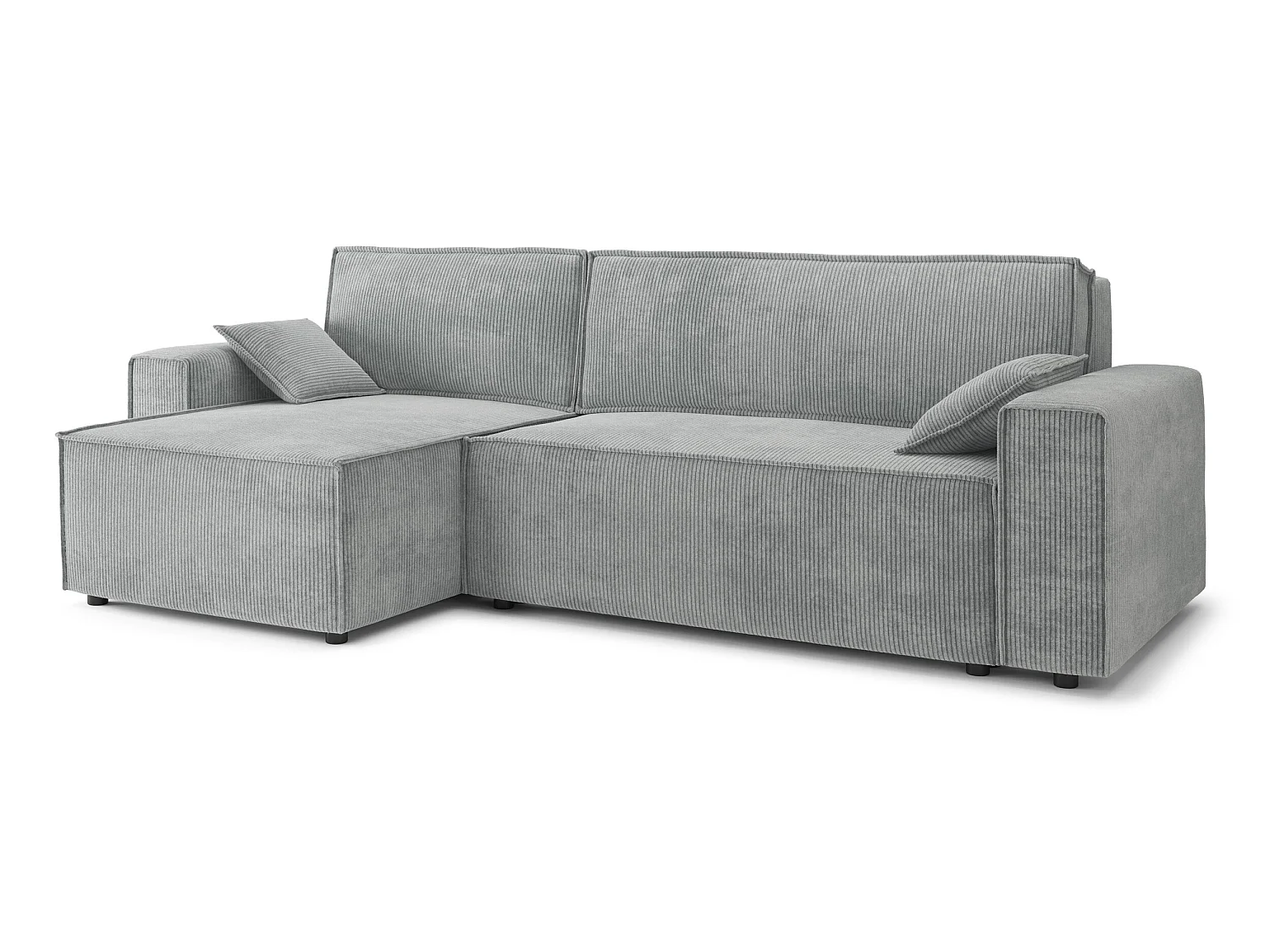 Canapé d'angle réversible convertible 4 places en velours côtelé gris DURIF - MADE IN FRANCE