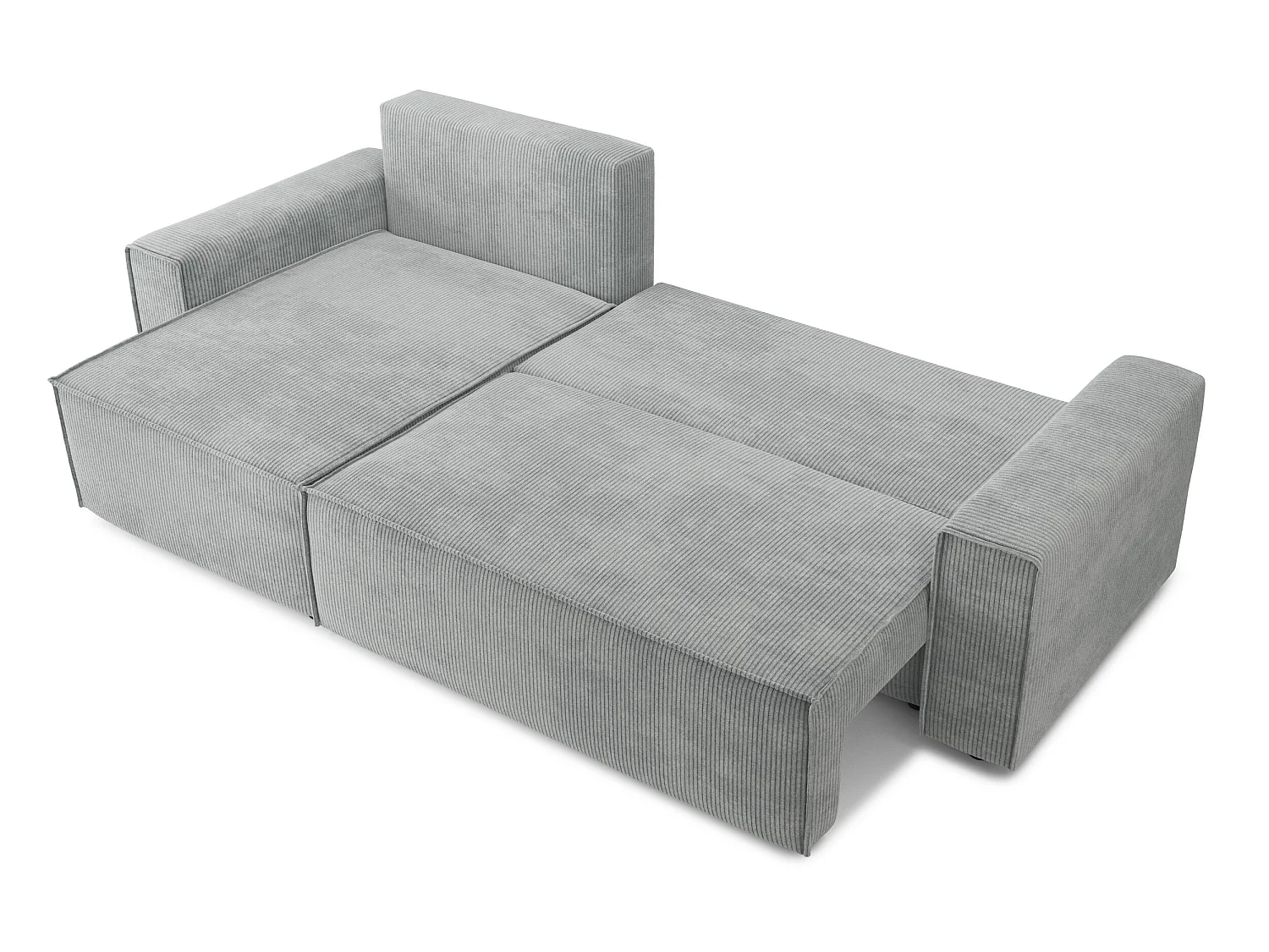 Canapé d'angle réversible convertible 4 places en velours côtelé gris DURIF - MADE IN FRANCE