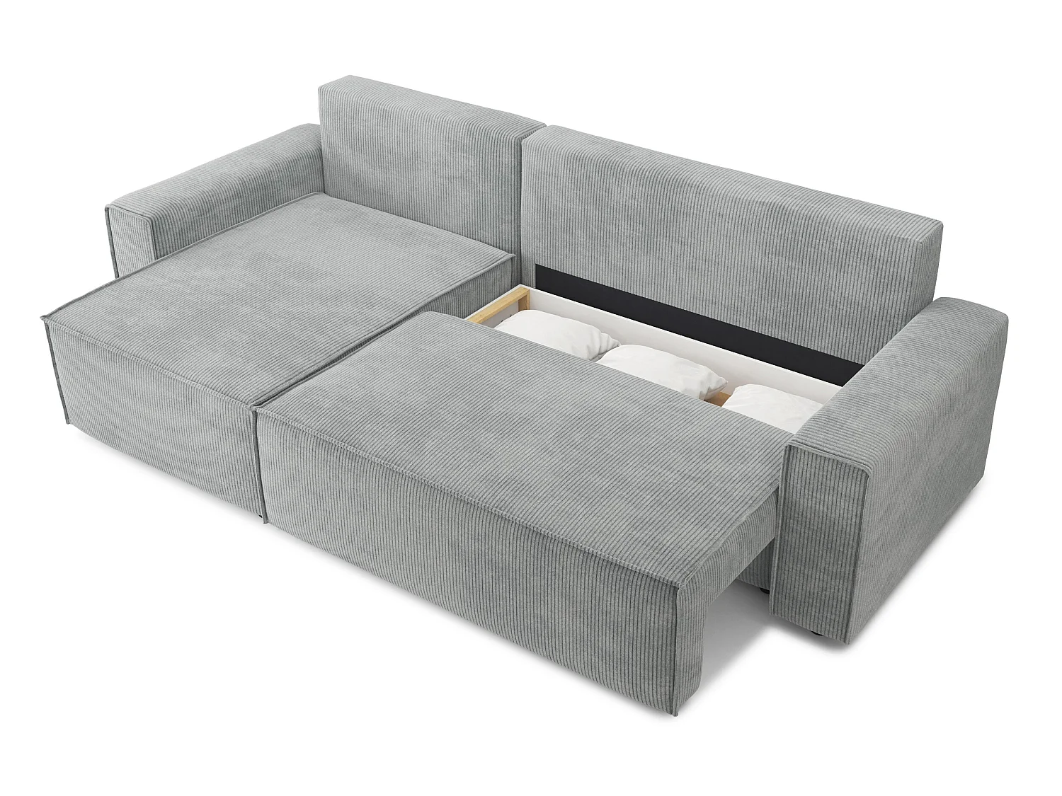 Canapé d'angle réversible convertible 4 places en velours côtelé gris DURIF - MADE IN FRANCE