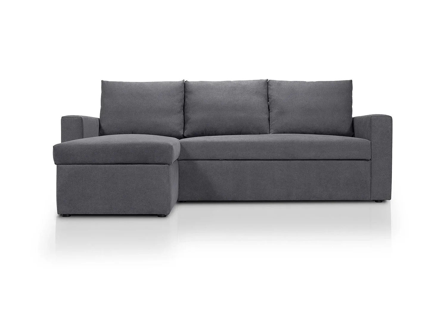 Canapé d'angle réversible convertible 4 places en tissu gris souris ALEDO - MADE IN FRANCE