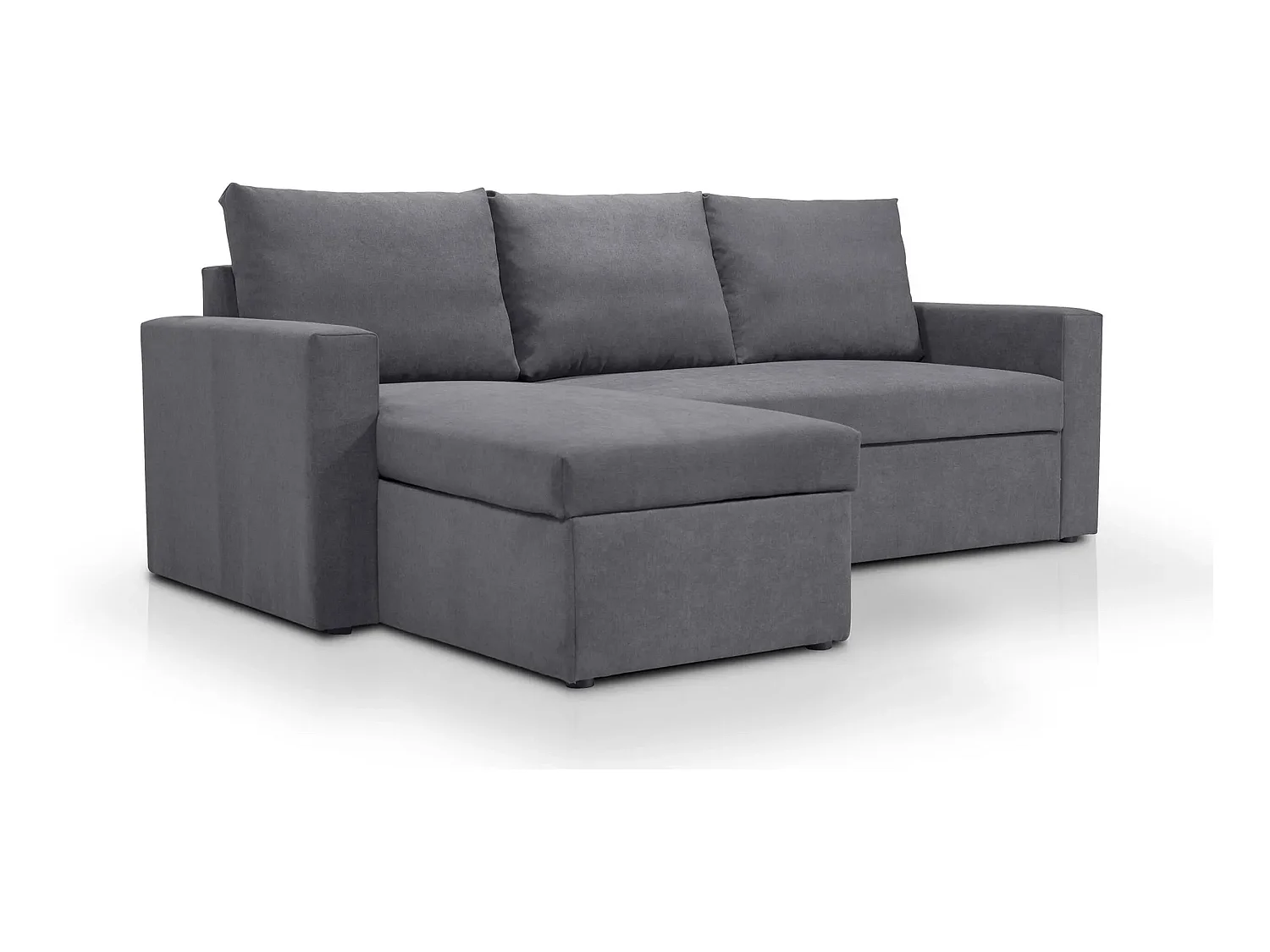 Canapé d'angle réversible convertible 4 places en tissu gris souris ALEDO - MADE IN FRANCE