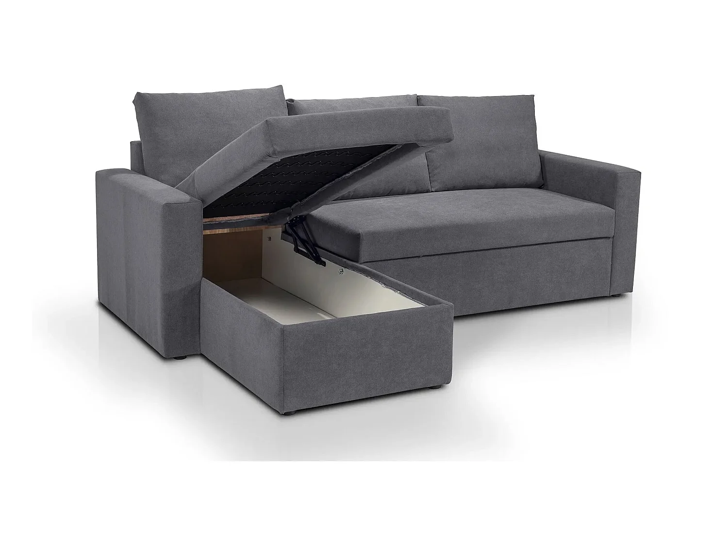 Canapé d'angle réversible convertible 4 places en tissu gris souris ALEDO - MADE IN FRANCE