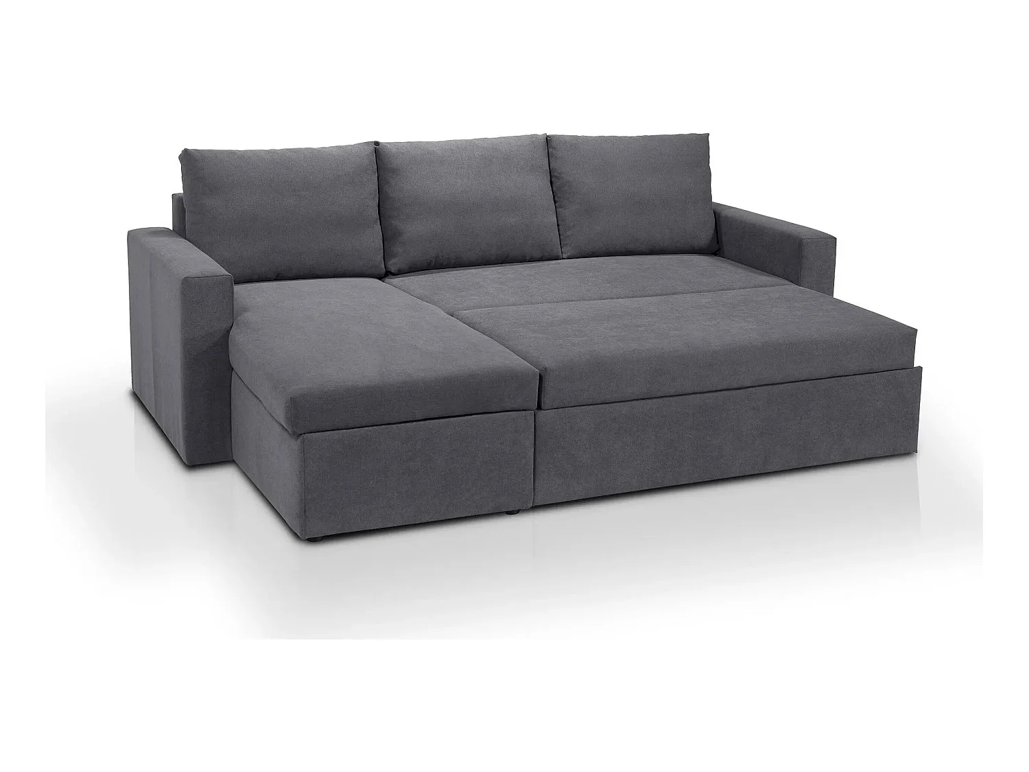 Canapé d'angle réversible convertible 4 places en tissu gris souris ALEDO - MADE IN FRANCE