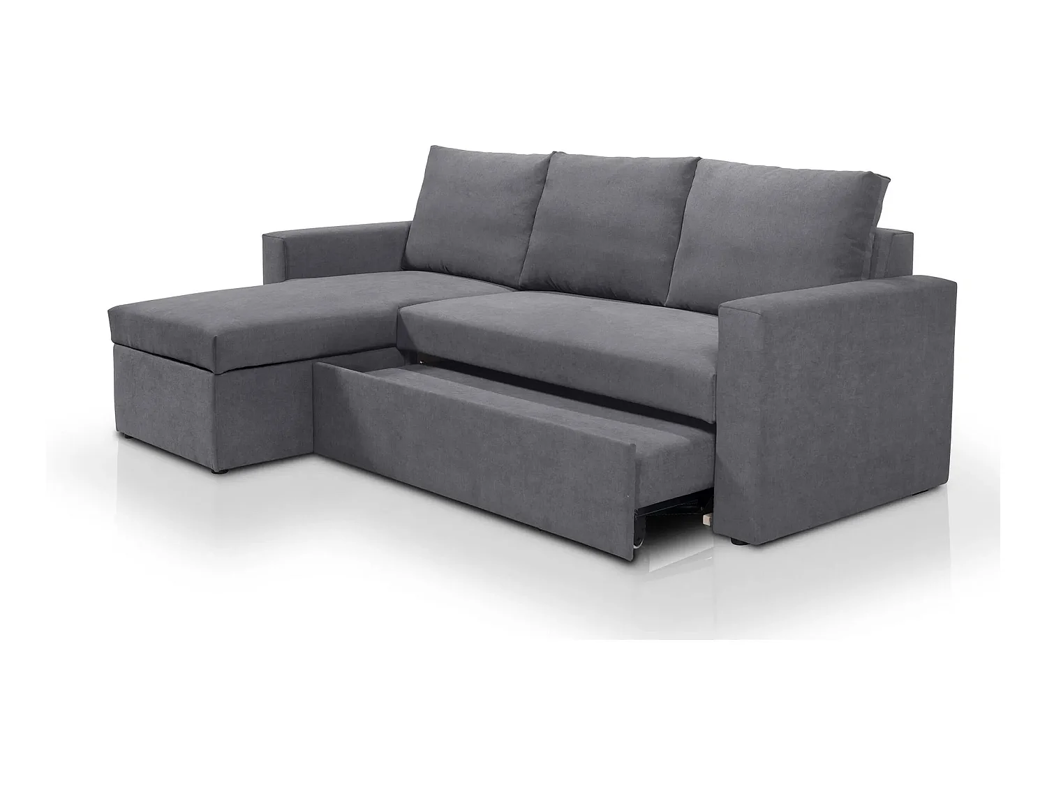 Canapé d'angle réversible convertible 4 places en tissu gris souris ALEDO - MADE IN FRANCE