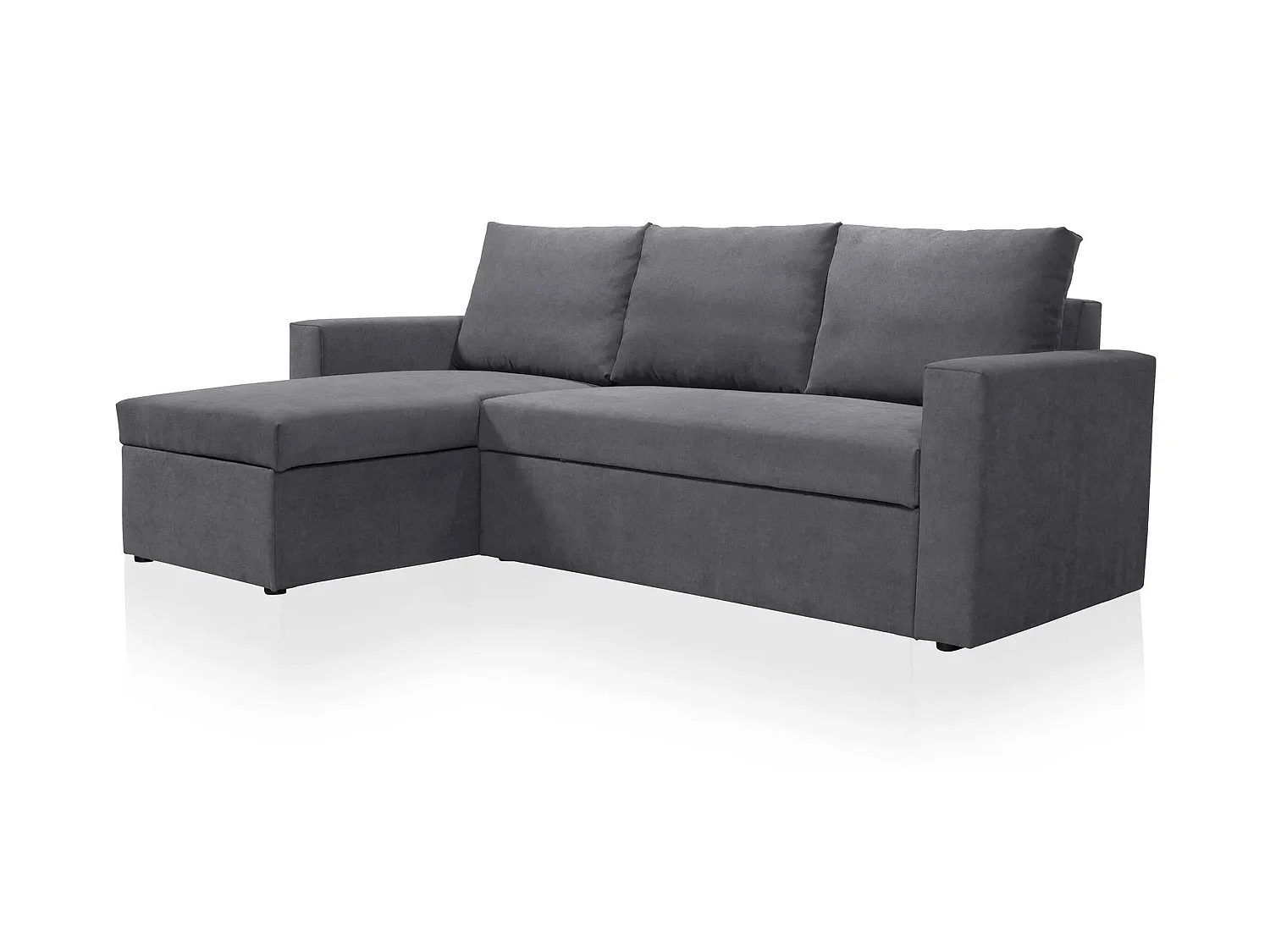Canapé d'angle réversible convertible 4 places en tissu gris souris ALEDO - MADE IN FRANCE