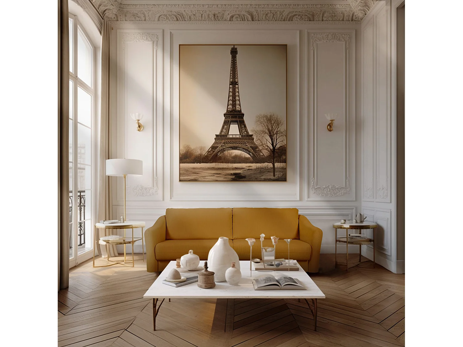 Canapé droit convertible Rapido® 3 places en velours côtelé jaune CHARDONNAY - MADE IN FRANCE