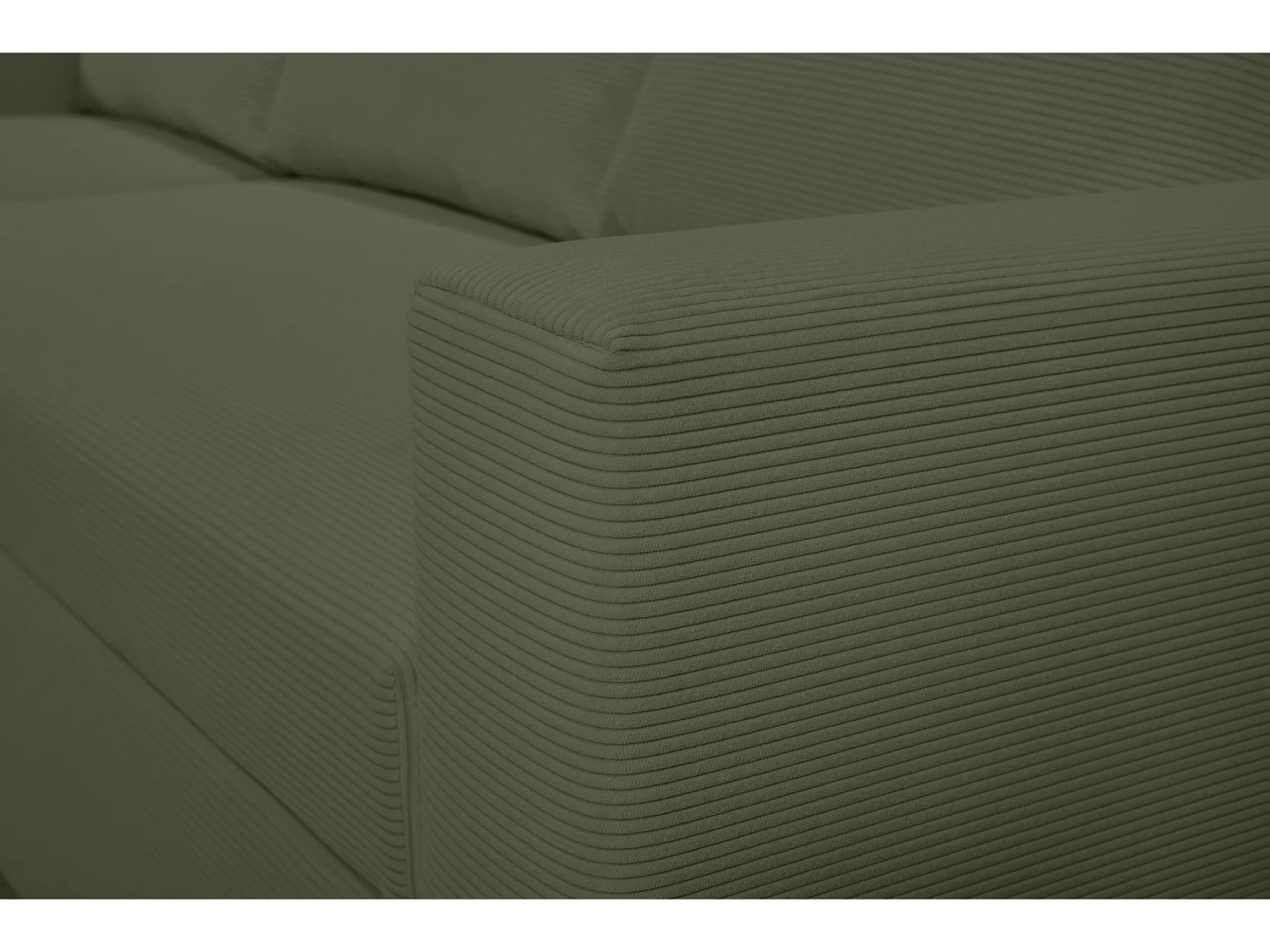 Canapé d'angle réversible convertible 4 places en velours côtelé vert kaki ALEDO - MADE IN FRANCE