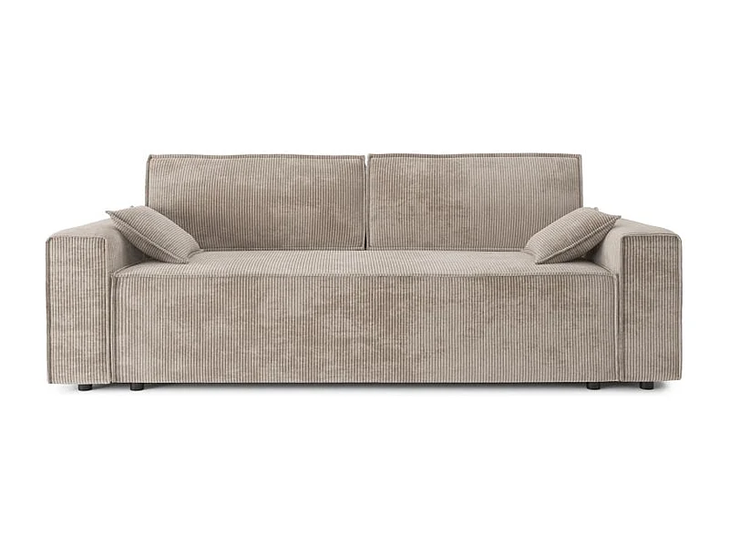 Canapé droit convertible 3 places en velours côtelé grège DURIF