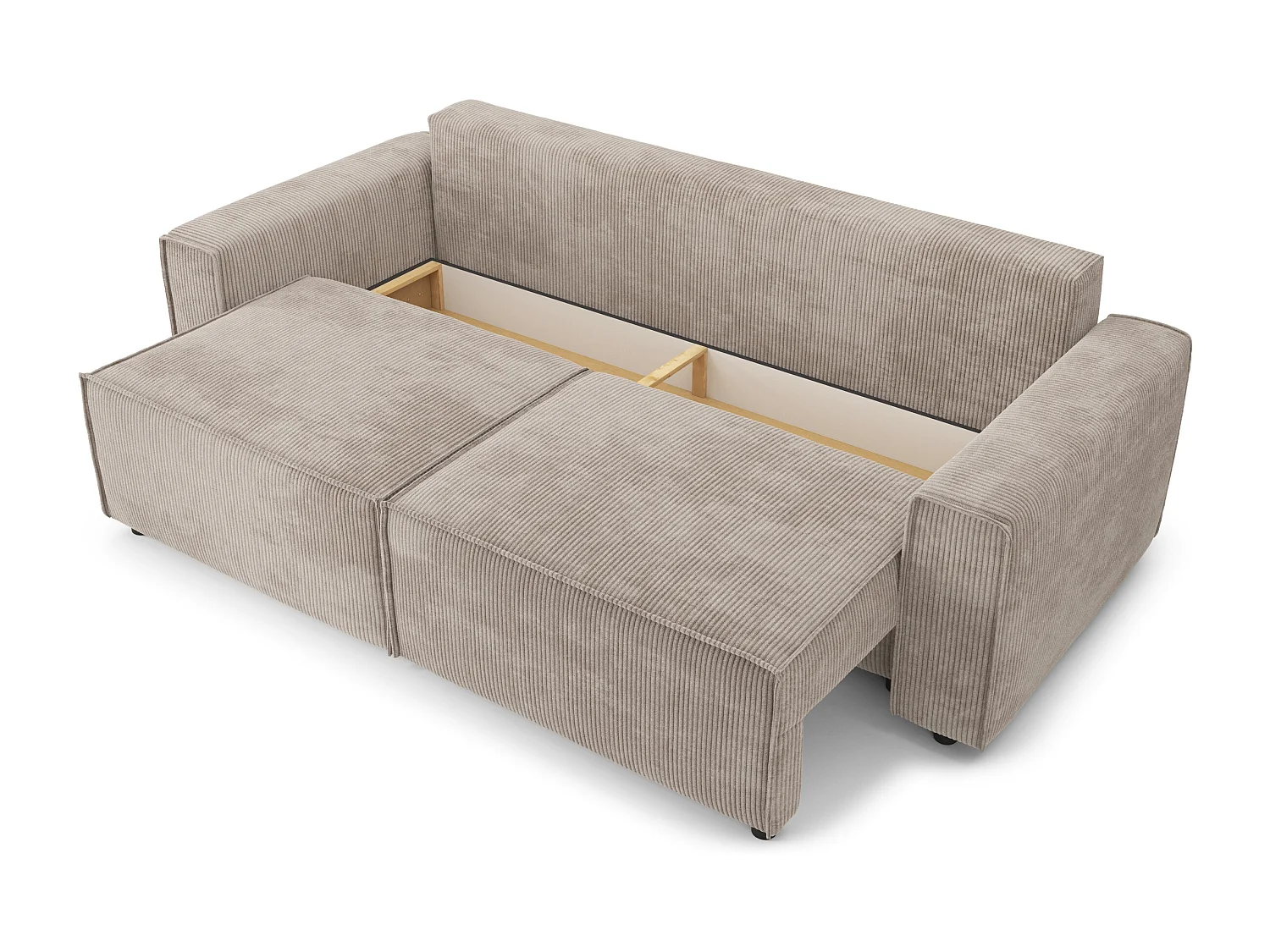 Canapé droit convertible 3 places en velours côtelé grège DURIF