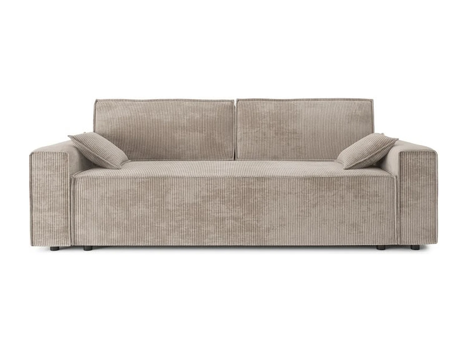 Canapé droit convertible 3 places en velours côtelé grège DURIF