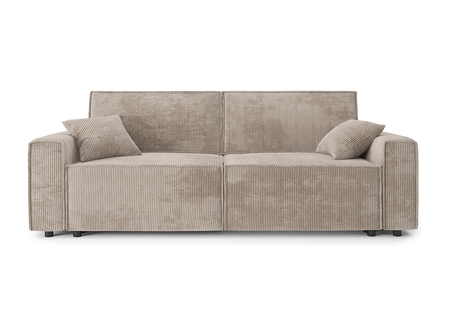 Canapé droit convertible 3 places en velours côtelé grège DURIF